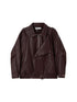 DIDDI MODA Oversized Retro Pu Leather Jacket With Quilted Detailing