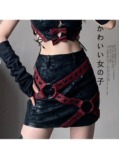 Napoleon Lock Leather Moto Skirt For Chic Riders