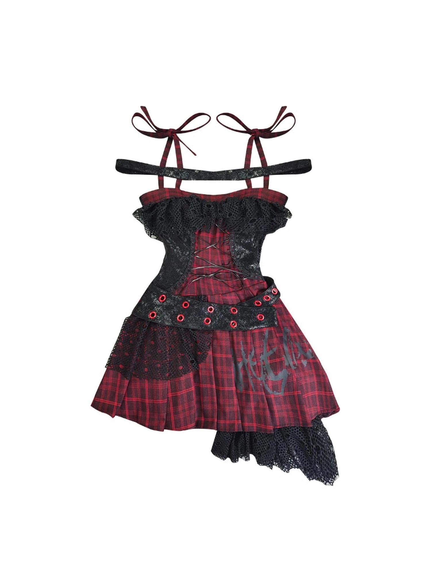 Magic Rhythm Rock Tartan Strap Dress
