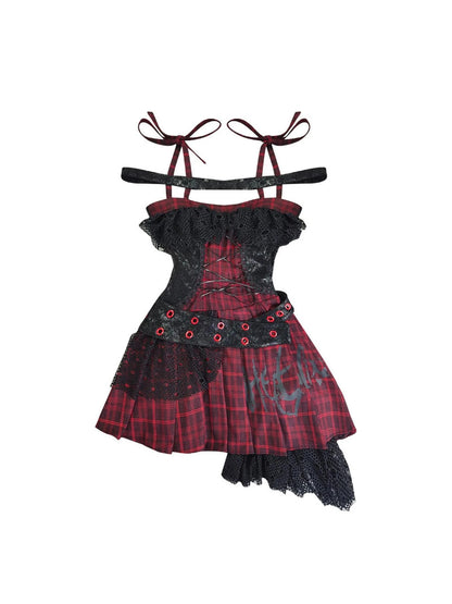 Magic Rhythm Rock Tartan Strap Dress