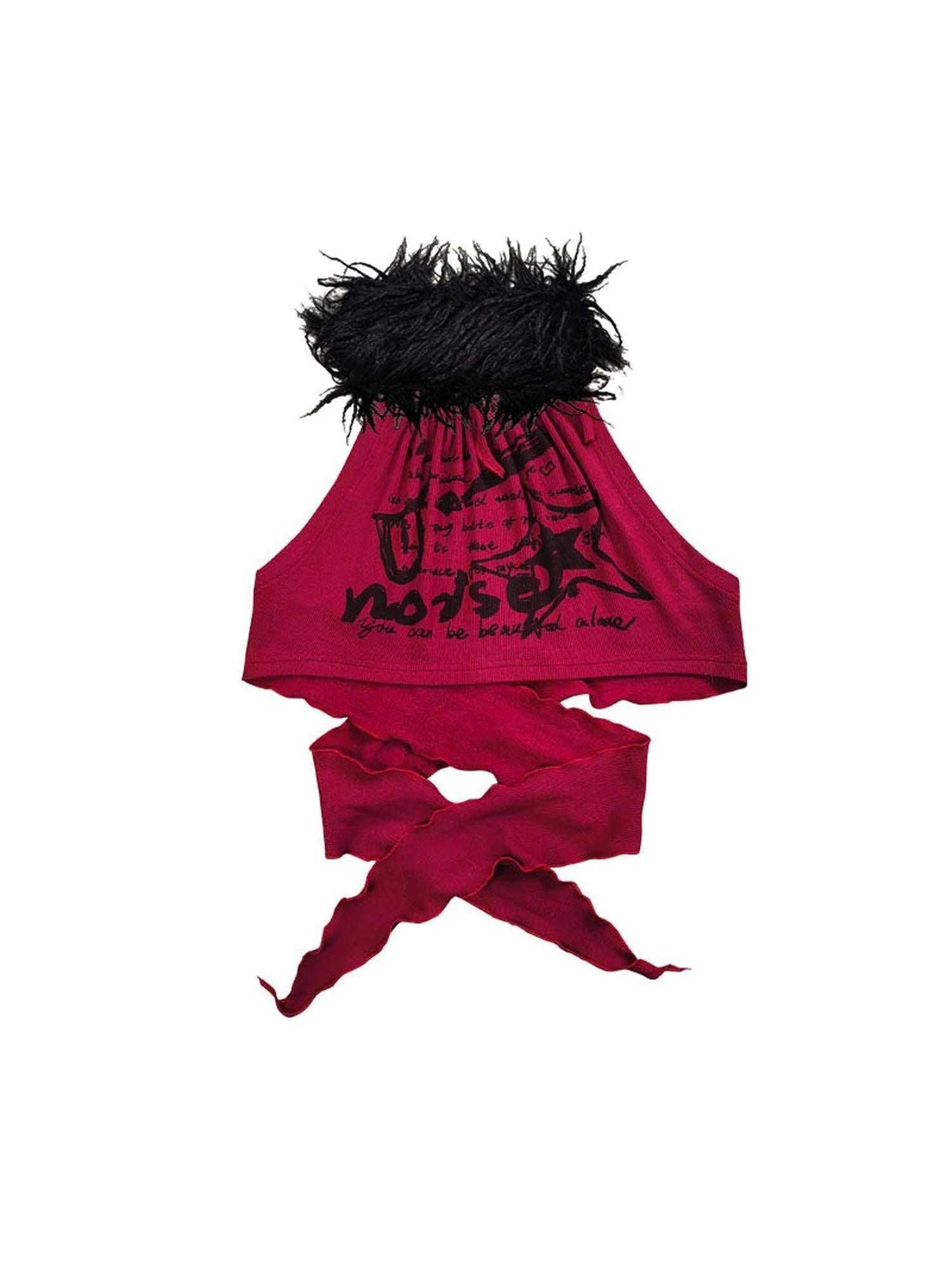 Detachable Two Way Sling Vest With Faux Fur Collar