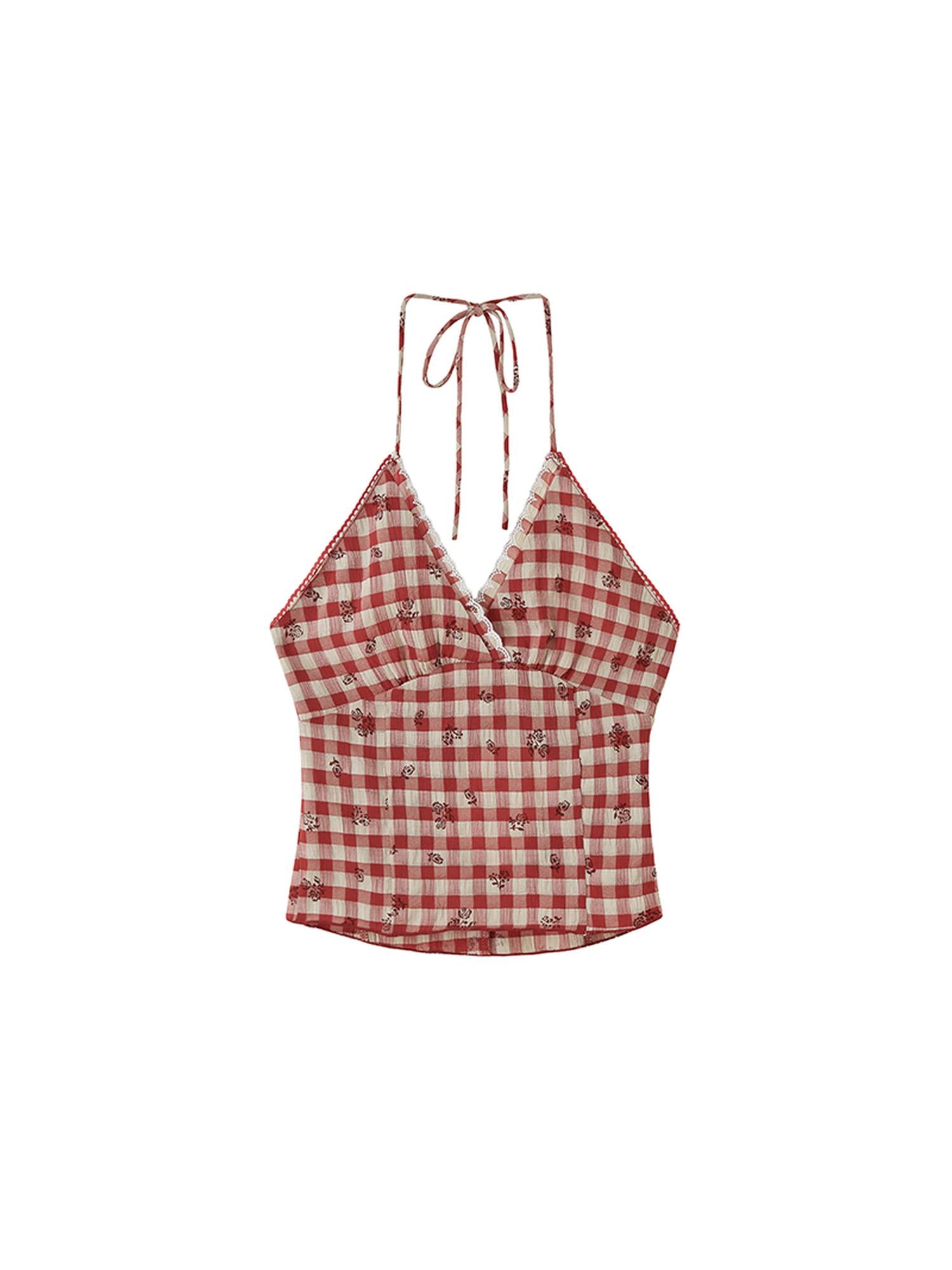 SweetChilling Summer Showcase Embroidered Halter Top Blouse