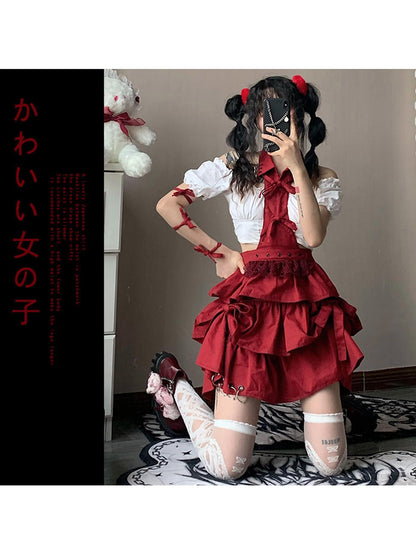 WSW WUSHENWU Rock Sweetie Spicy Ruffled Cake Dress