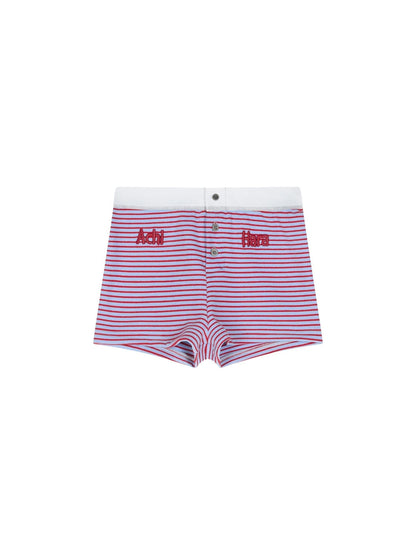 Breton Raspberry Elastic Waist Striped Shorts