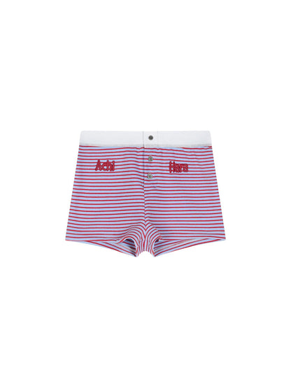 Achihara Breton Raspberry Elastic Waist Striped Shorts