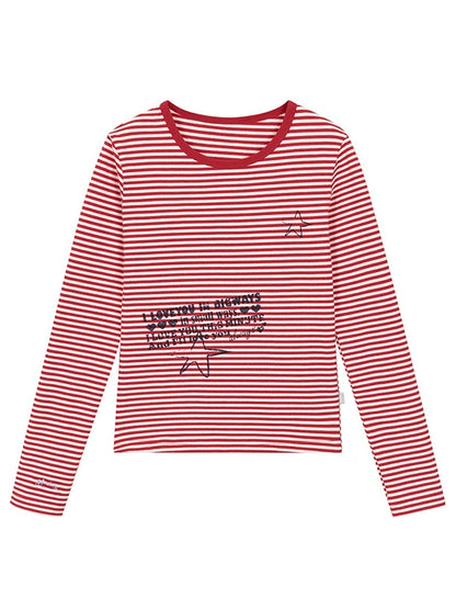 Y2K Color Block Stripe Print Long Sleeve T-Shirt