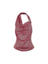 STRIKE A POSE Asym Stripe Sleeveless Draped Tie Neck Top