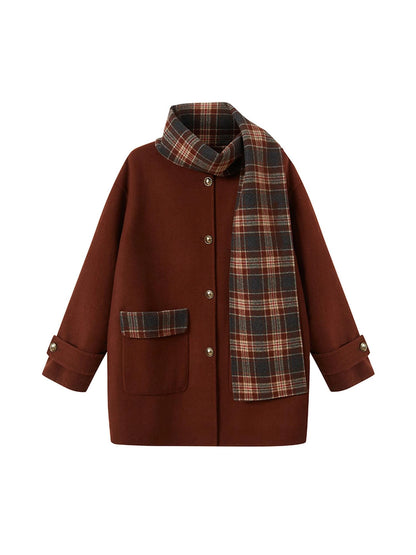 Reversible Plaid Wool Coat Dual Wear Vintage Style