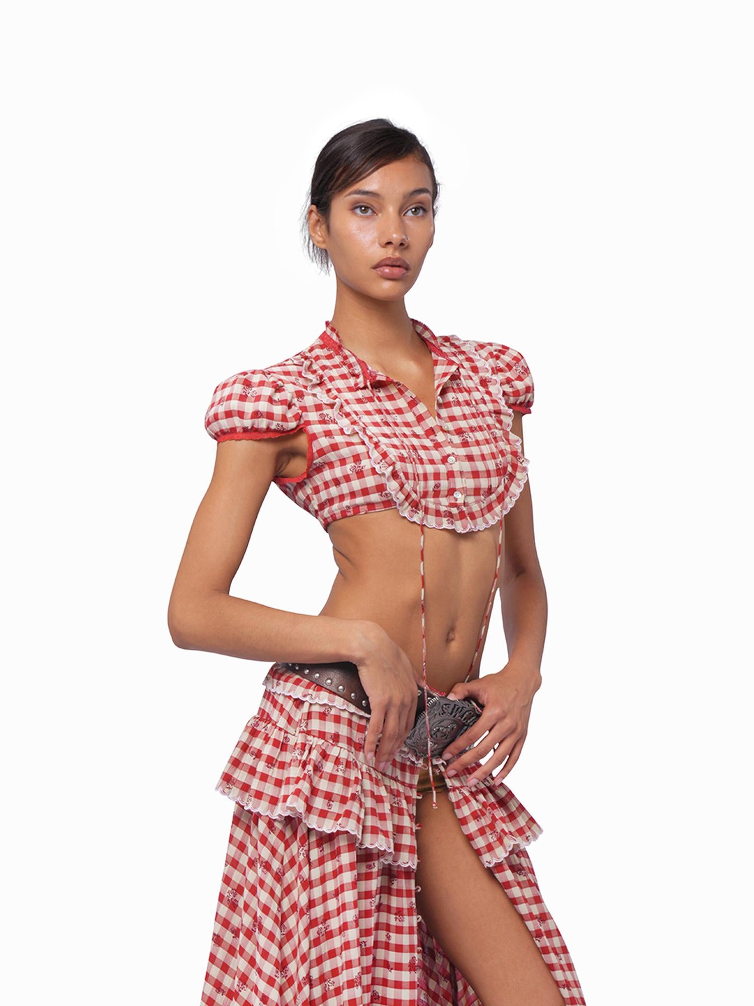 SweetChilling Custom Show Farm Skirt Embroidered Flounce Crop Top