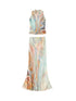 OfAkiva Original Nature Art Print Vest Bias-Cut Skirt Set 2Pcs