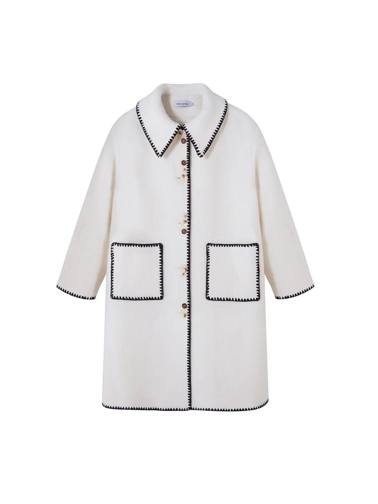 DIDDI MODA Vintage Shell Embroidered Wool Coat