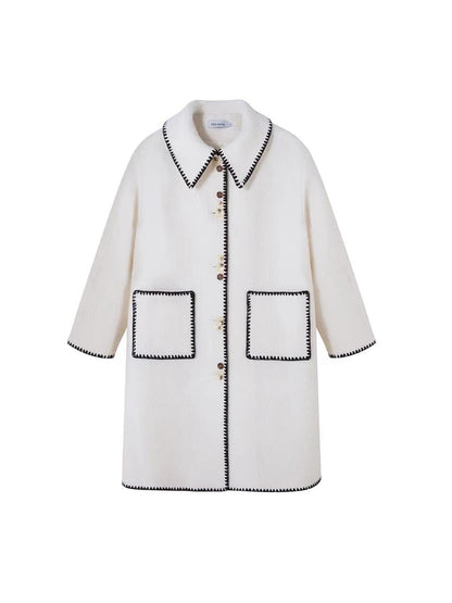 DIDDI MODA Vintage Shell Embroidered Wool Coat