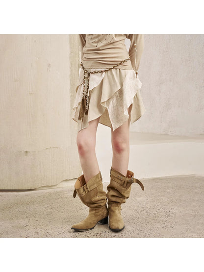 Paisley Patchwork Wave Hem A Line Skirt