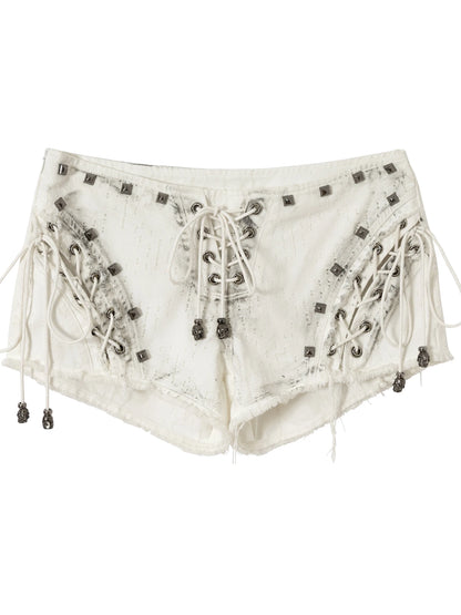 Vintage Punk Street Grunge Distressed Low-Rise Shorts