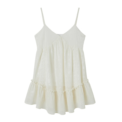 DIDDI MODA V Neck Jacquard Lace Trim Summer Tank Top