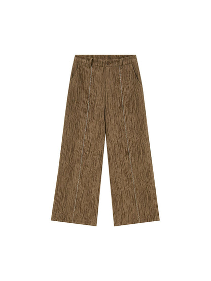 DIDDI MODA Retro Brown Wide Leg Trousers With Straps