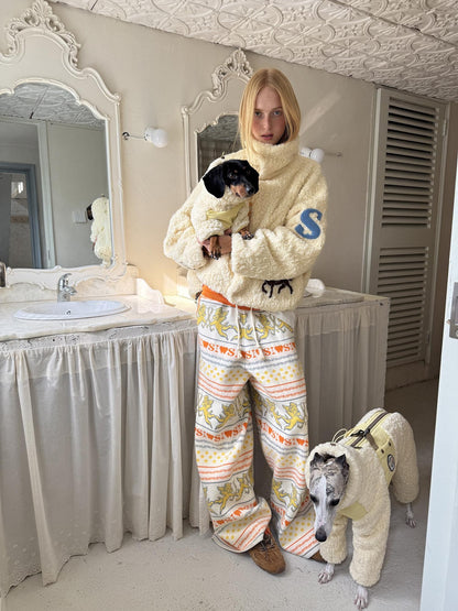 sancco house Angel Dog Striped Knit Women&