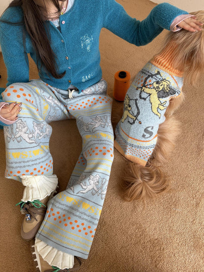 sancco house Angel Puppy Striped Knitted Loose Women&