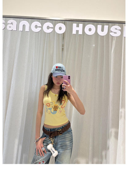 sancco house Asymmetric Floral Print Cropped Fitted Women&