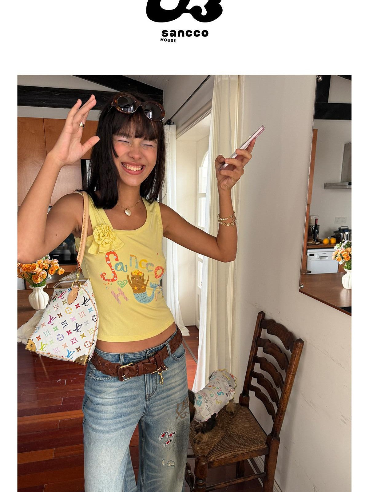 sancco house Asymmetric Floral Print Cropped Fitted Women&