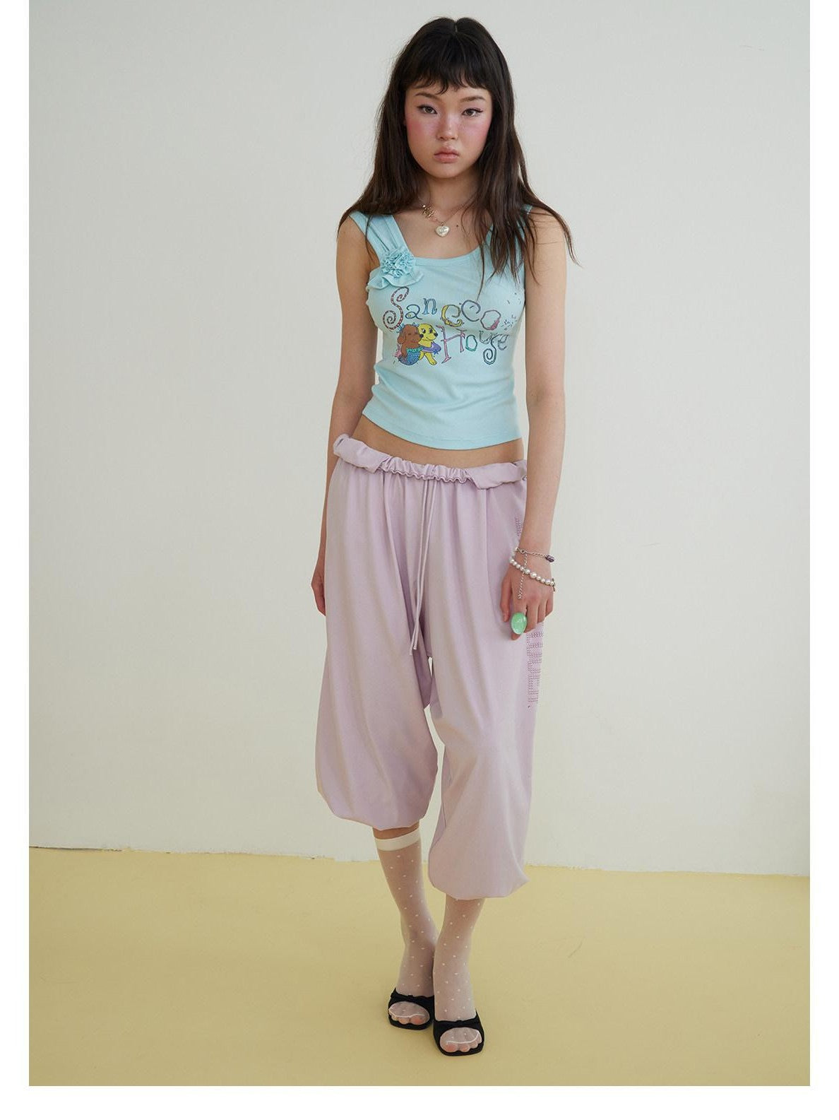 sancco house Asymmetric Floral Print Cropped Fitted Women&