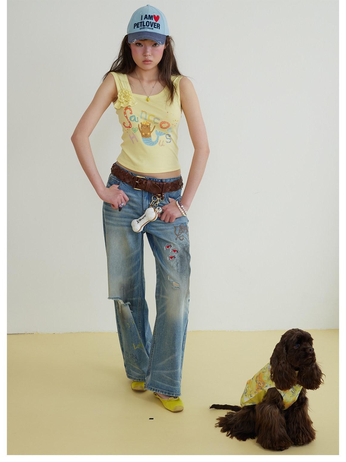 sancco house Asymmetric Floral Print Cropped Fitted Women&