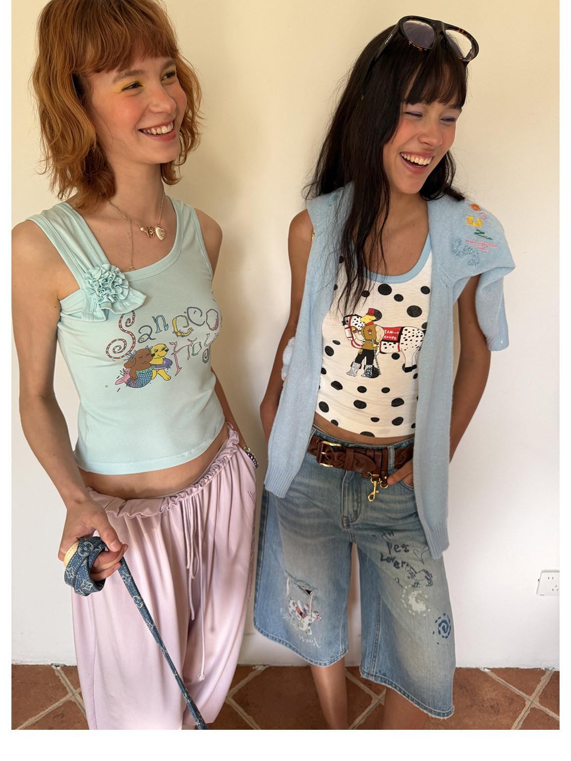 sancco house Asymmetric Floral Print Cropped Fitted Women&