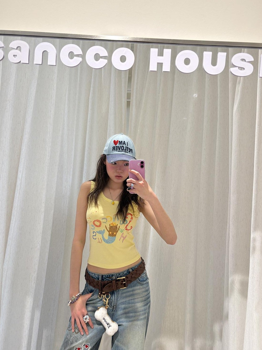 sancco house Asymmetric Strap Floral Print Cropped Fitted Women&