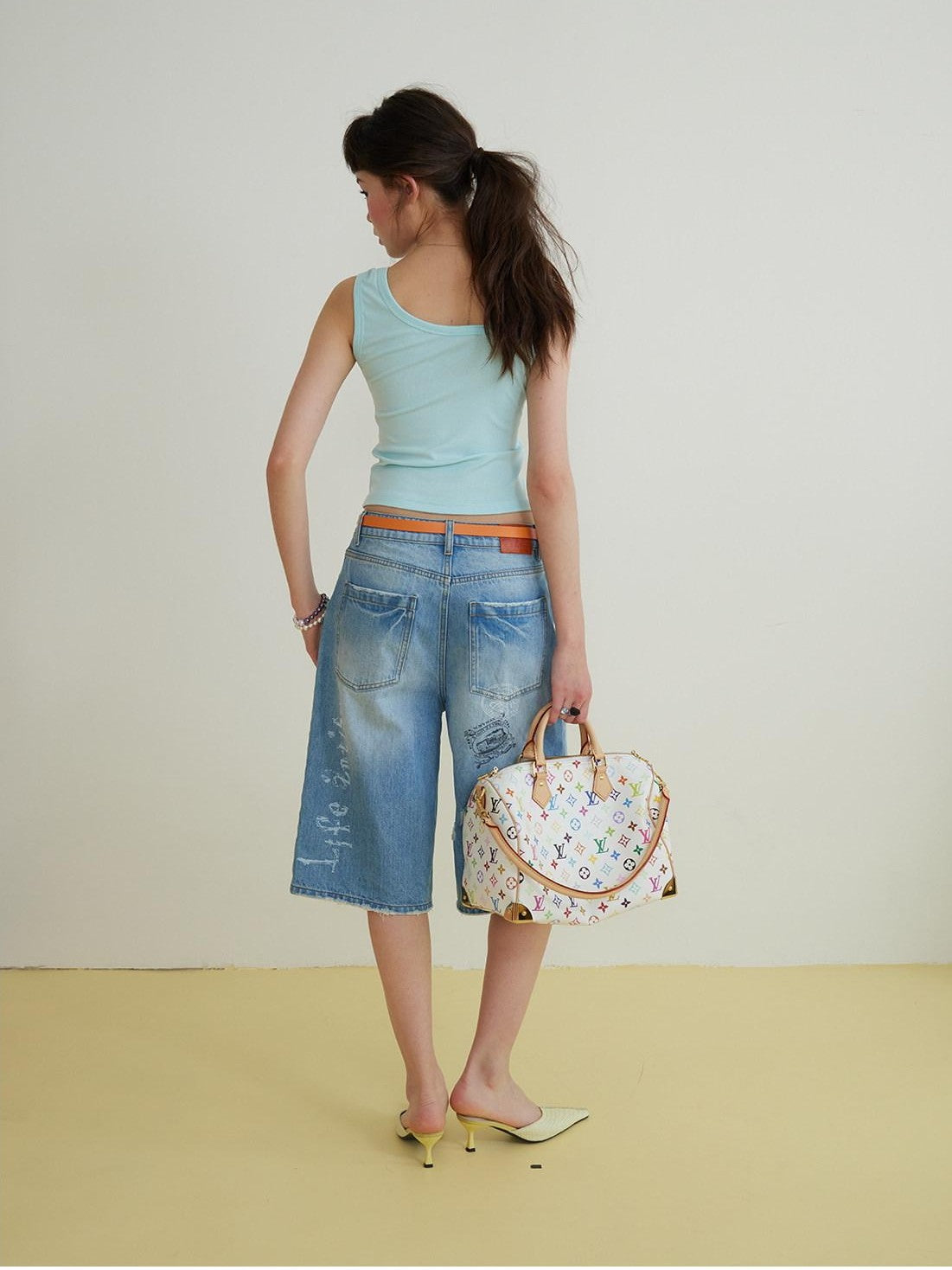 sancco house Asymmetric Strap Floral Print Cropped Fitted Women&