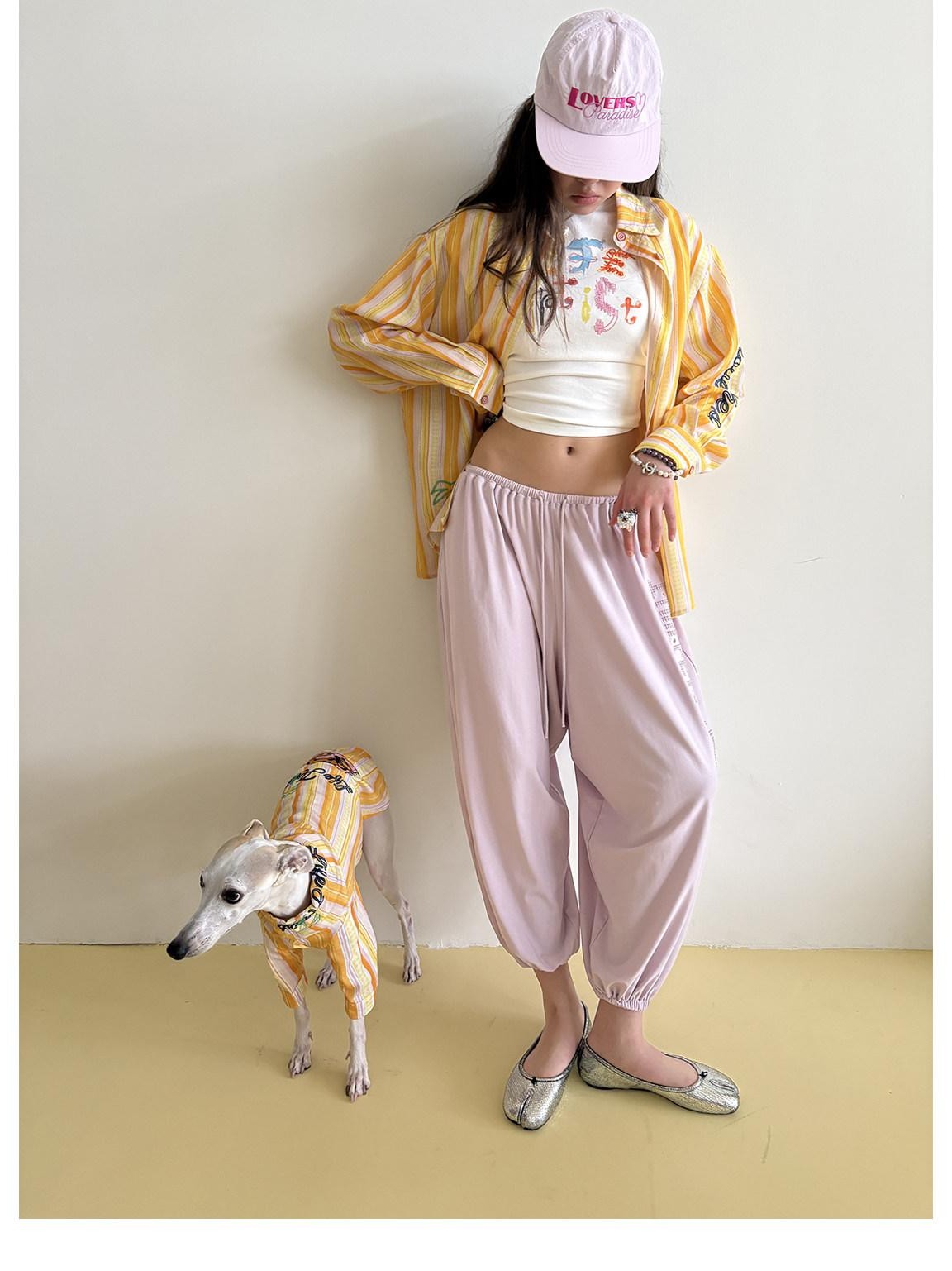 sancco house Beach Striped Dog Embroidery Women&