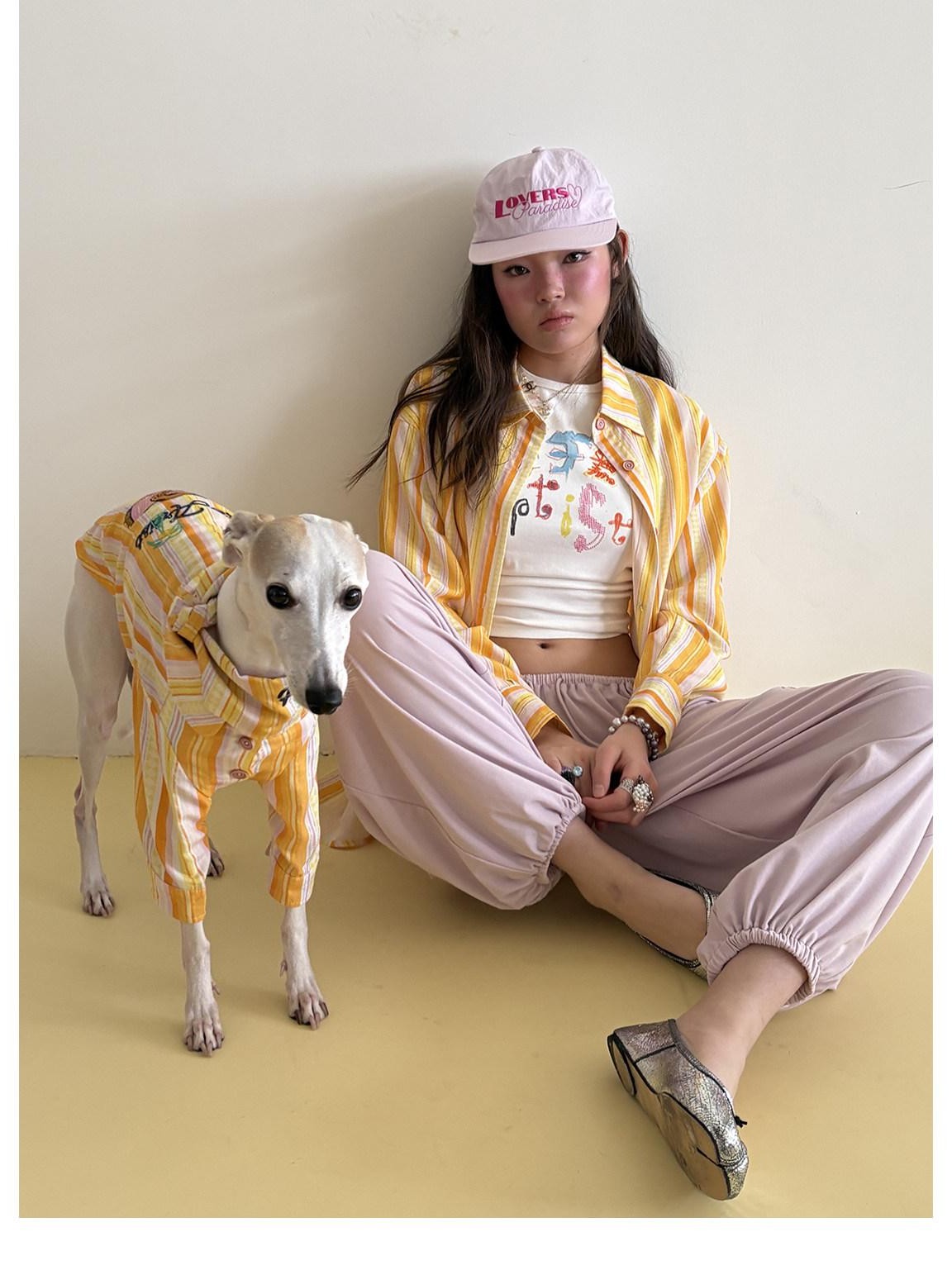 sancco house Beach Striped Dog Embroidery Women&