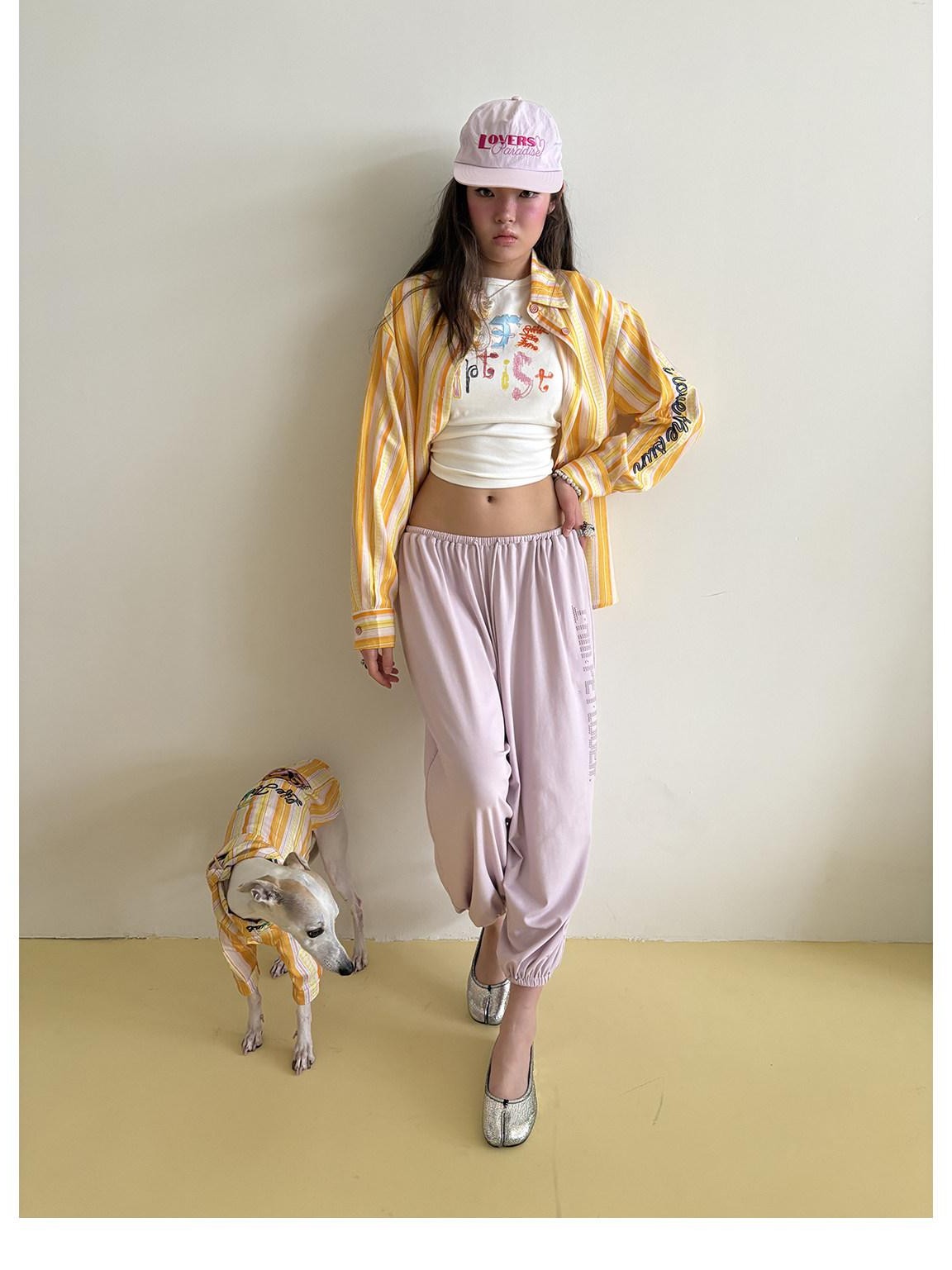 sancco house Beach Striped Dog Embroidery Women&
