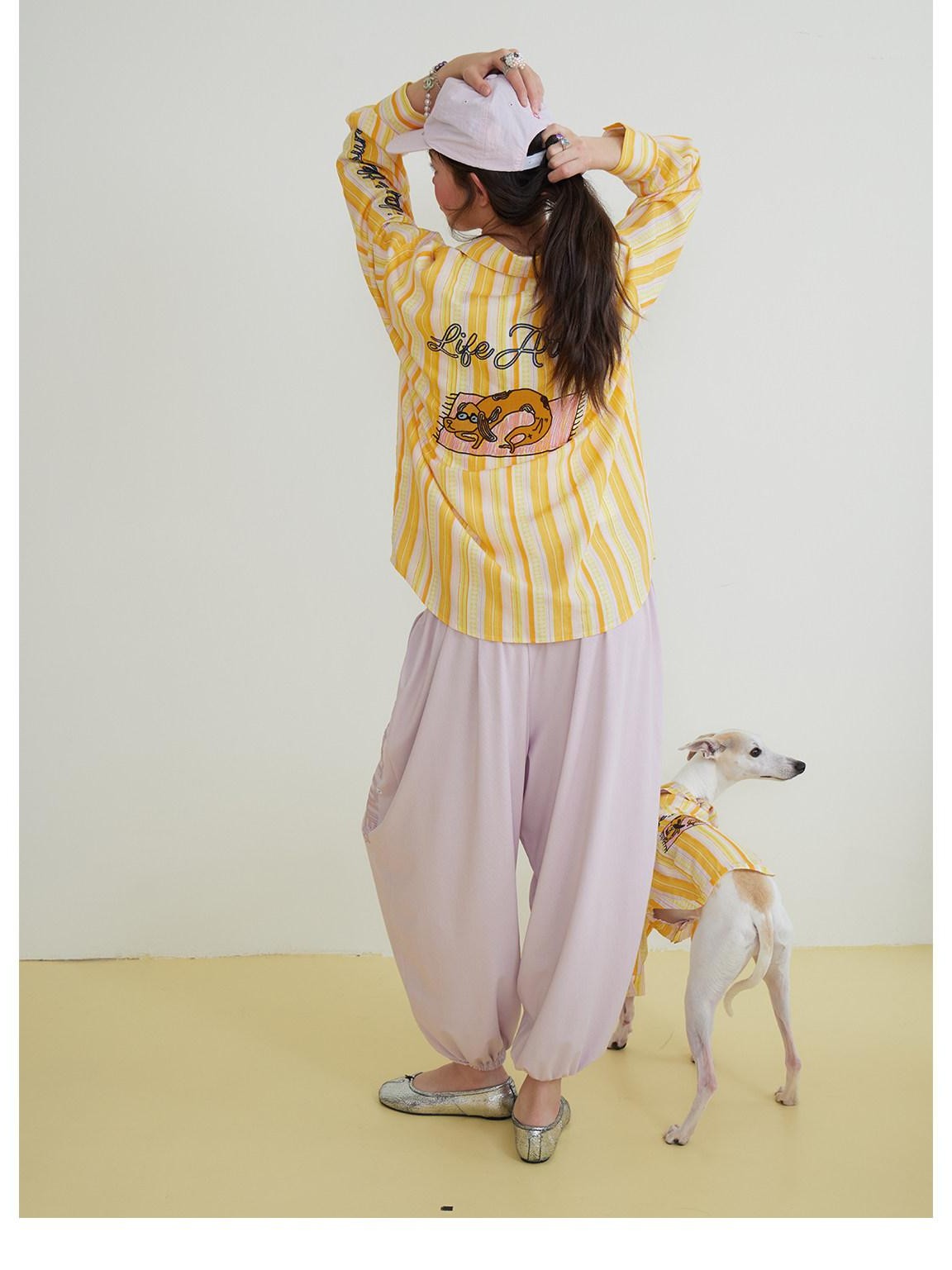 sancco house Beach Striped Dog Embroidery Women&