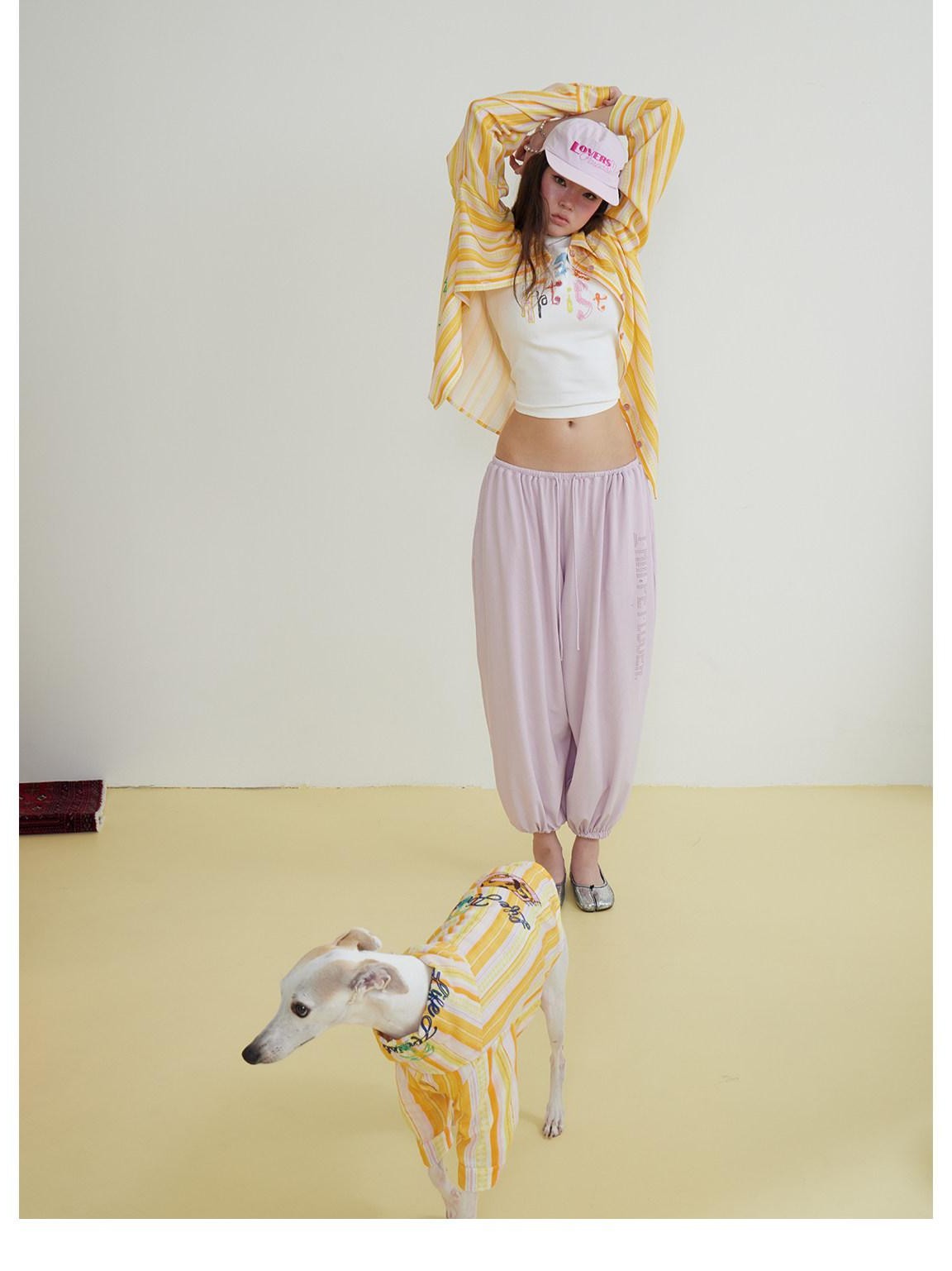 sancco house Beach Striped Dog Embroidery Women&