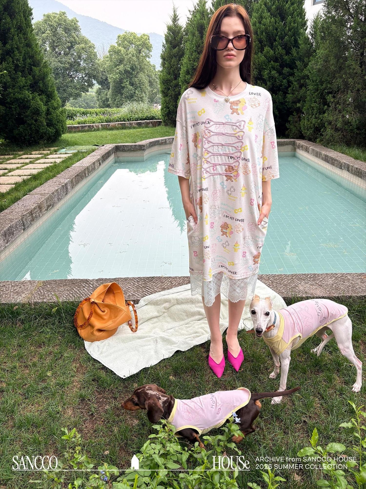 sancco house Beaded Dog Print Bone Rope Embroidery Women&
