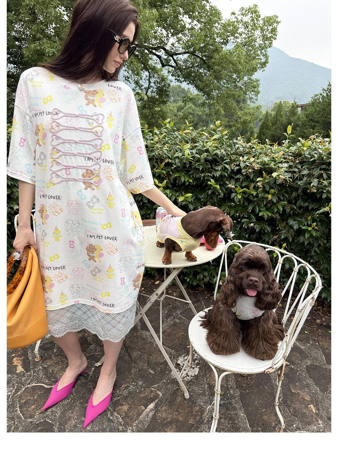 sancco house Beaded Dog Print Bone Rope Embroidery Women&