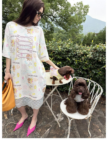 sancco house Beaded Dog Print Bone Rope Embroidery Women&