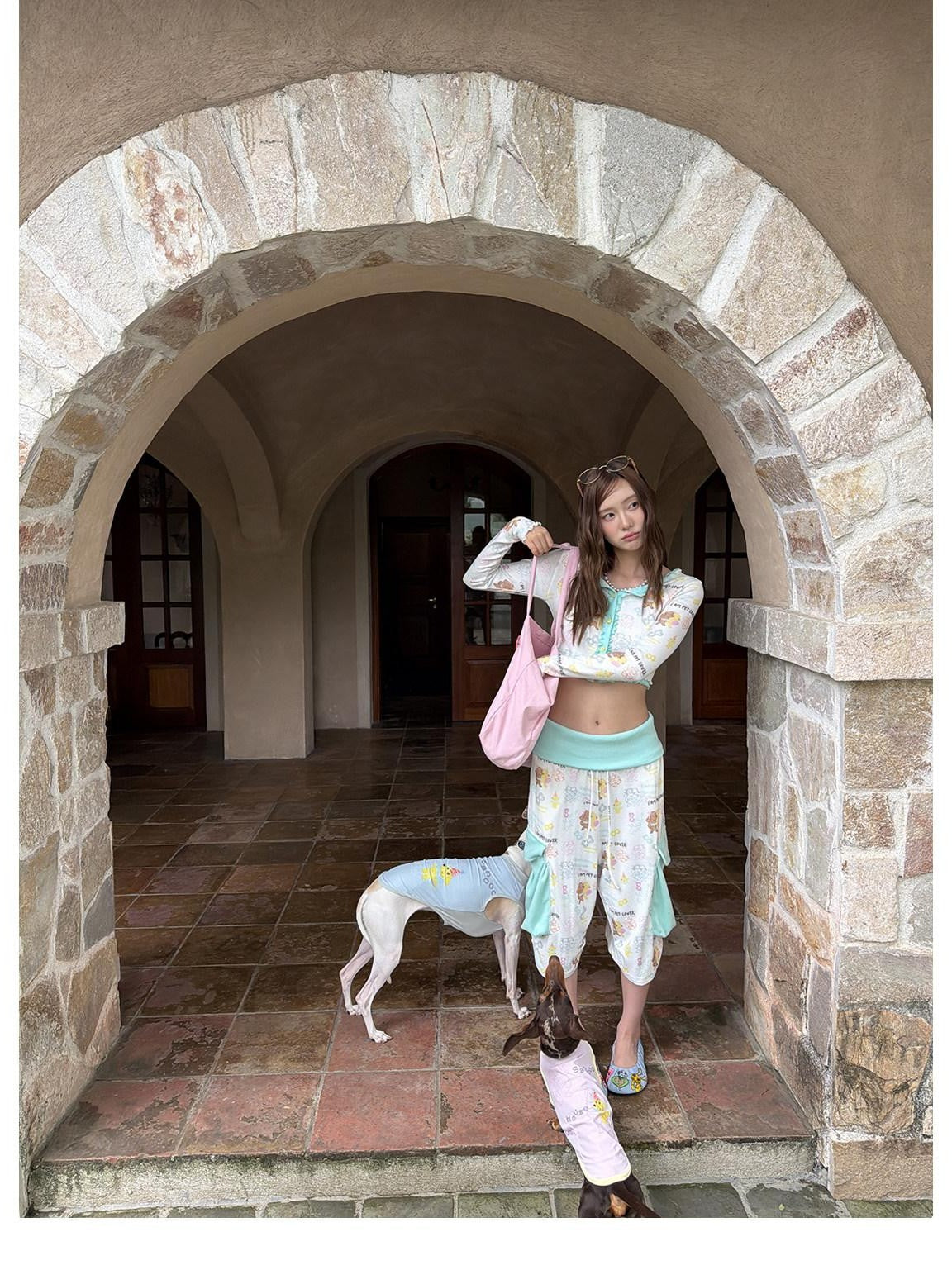 sancco house Beaded Puppy Colorblock Heart Cardigan Women&