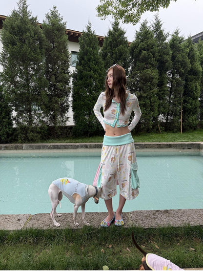 sancco house Beaded Puppy Heart Knit Contrast Women&