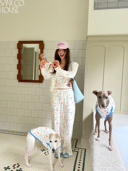 sancco house Beige Angel Puppy Colorful Polka Dot Print Women&