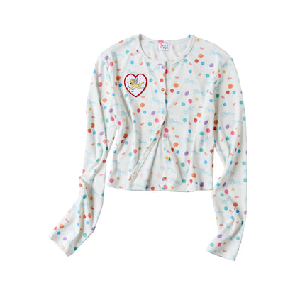 sancco_house_Beige_Polka_Dot_Angel_Puppy_Buttoned_Crewneck_Women&