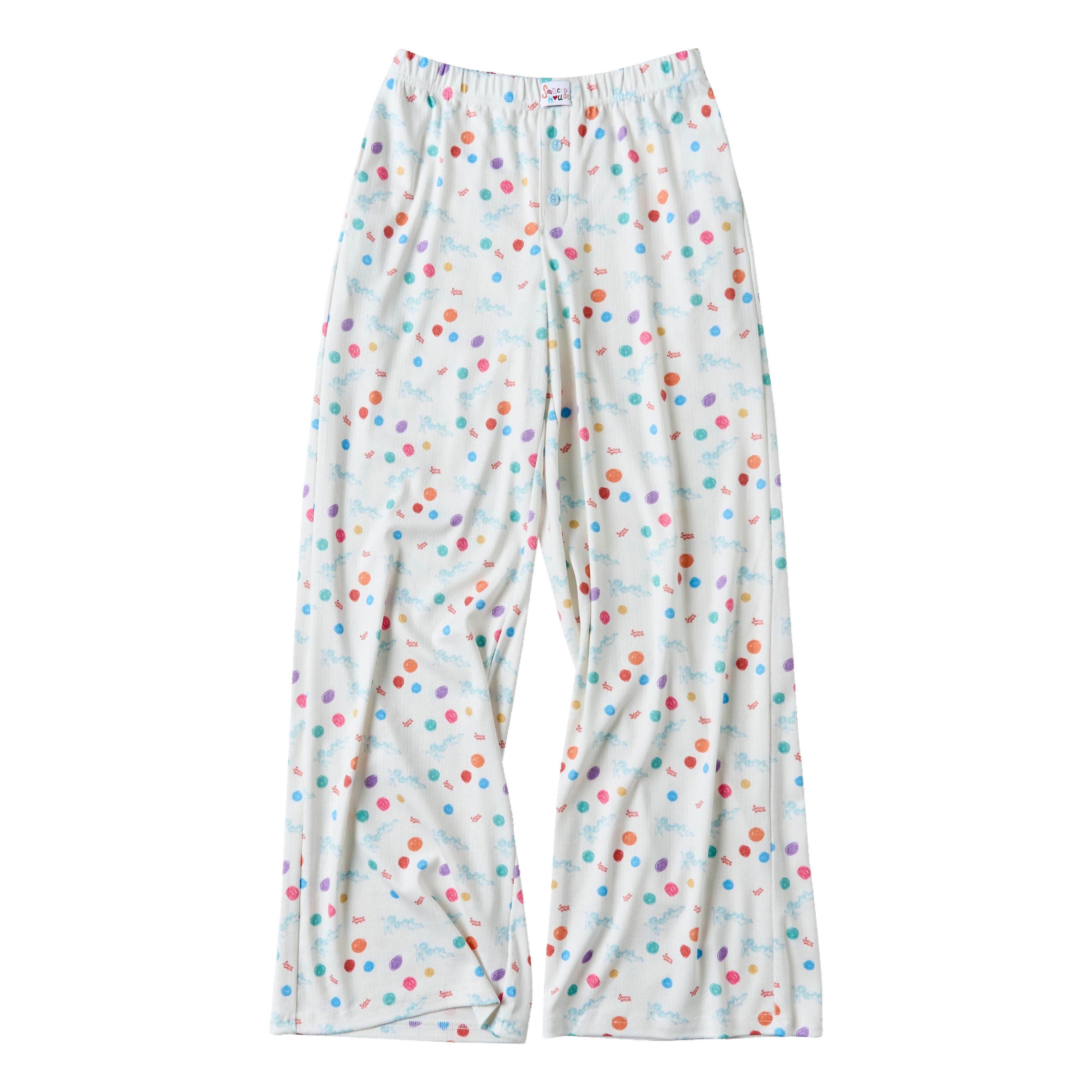 sancco_house_Beige_Polka_Dot_Angel_Puppy_Buttoned_Crewneck_Women&