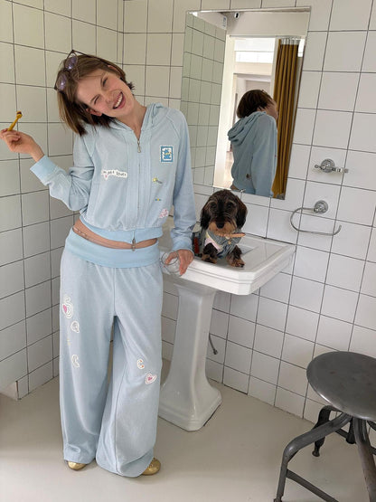 sancco house Cartoon Dog Sticker Print Terry Cloth Women&