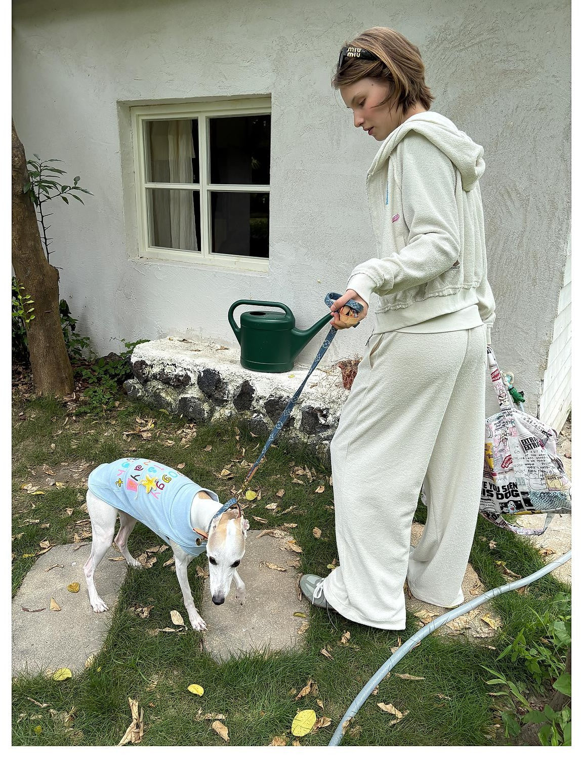 sancco house Cartoon Dog Sticker Print Terry Cloth Women&