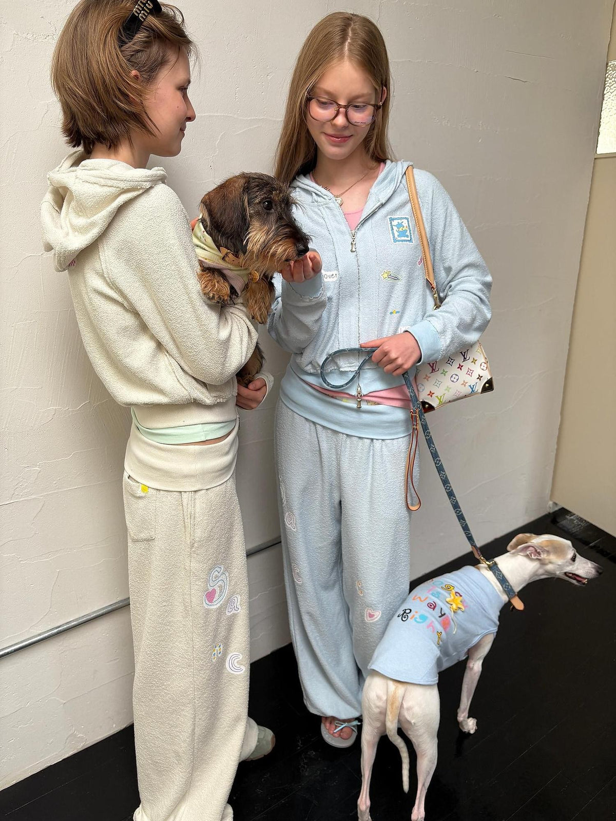 sancco house Cartoon Dog Sticker Print Terry Cloth Women&