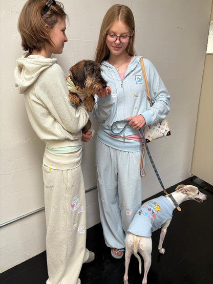 sancco house Cartoon Dog Sticker Print Terry Cloth Women&