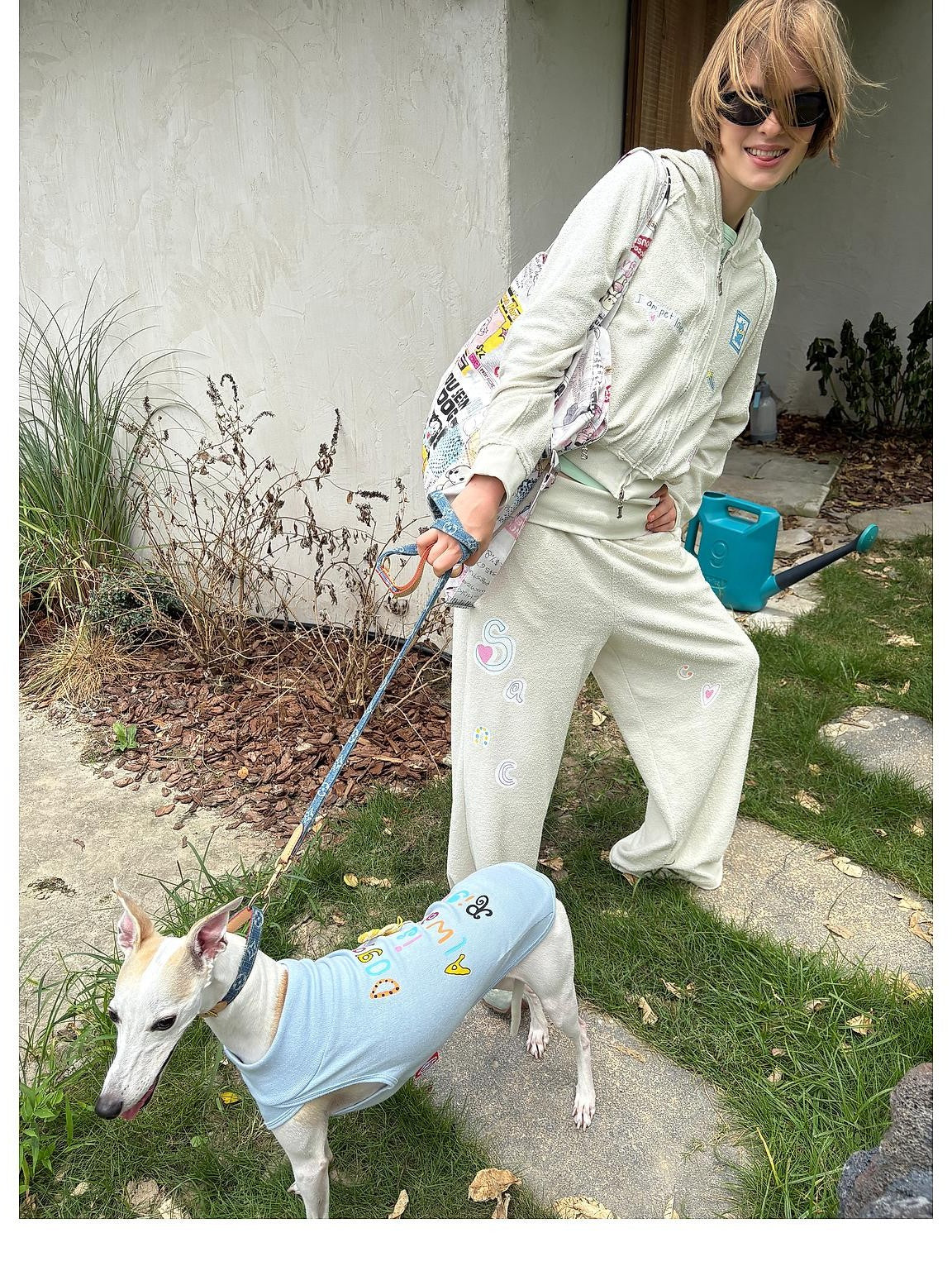 sancco house Cartoon Dog Sticker Print Terry Cloth Women&