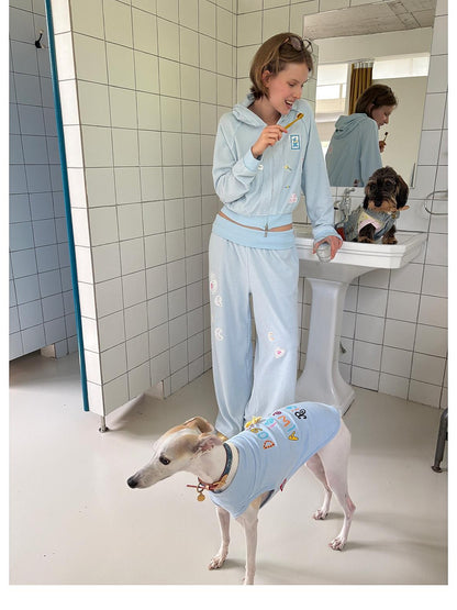sancco house Cartoon Dog Sticker Print Terry Cloth Women&