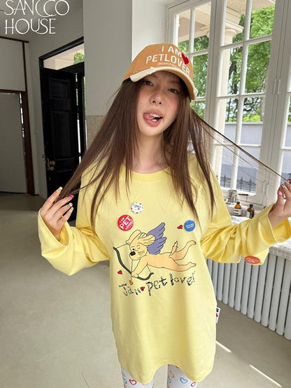sancco house Chick Yellow 3d Applique Print Women&