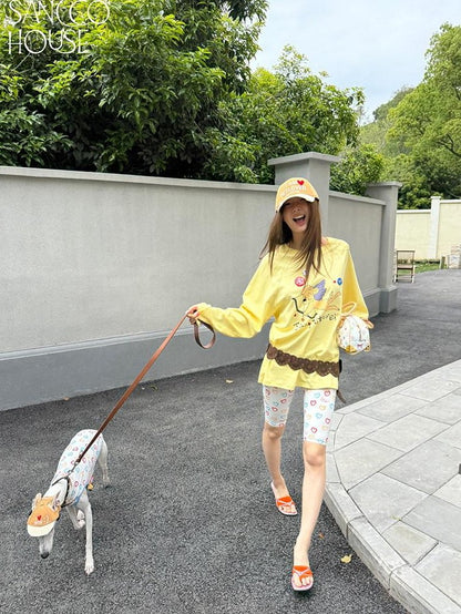 sancco house Chick Yellow 3d Applique Print Women&